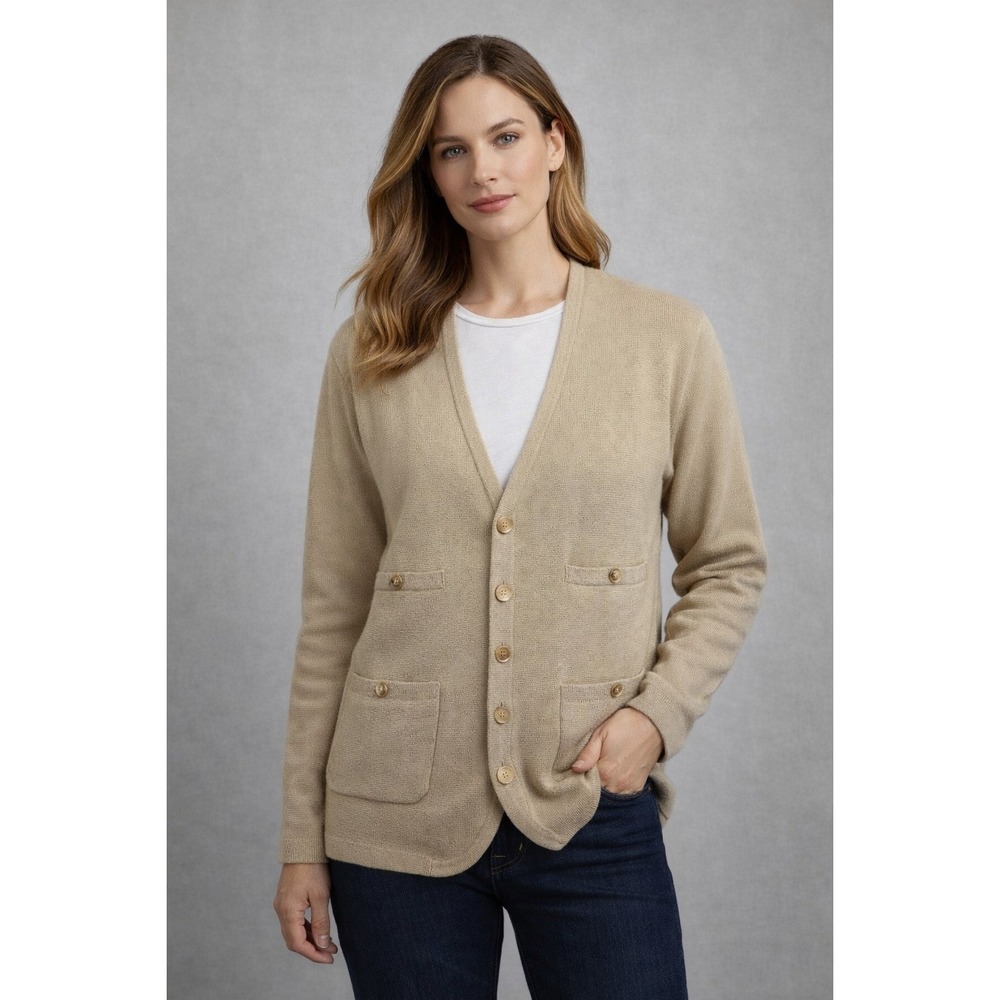J Crew Sweater Blazer Womens Small Long V Neck Button Up Cotton
